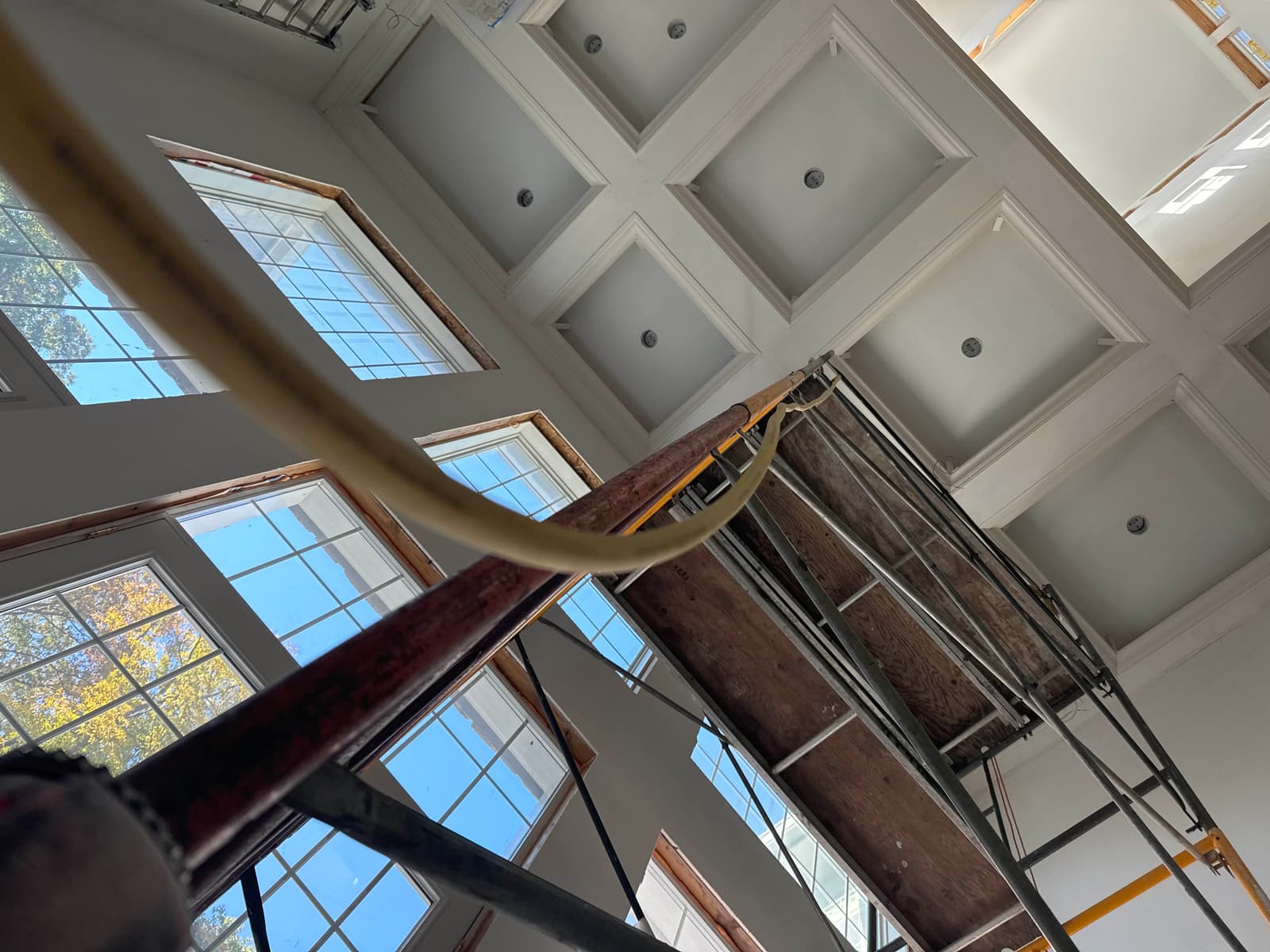 Coffered ceiling — two-story great room